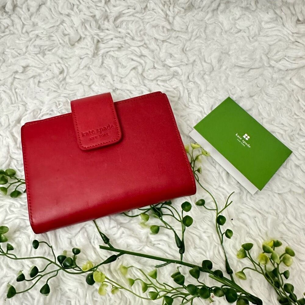 Kate Spade New York Red Leather Flap 6-Ring Binder Planner Mini 6”x 4” NEW